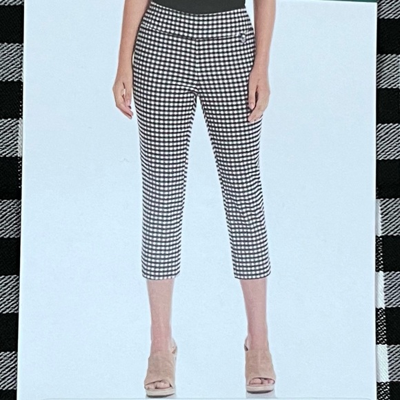 Raffaella Black/White Checked Capri Pants NWT - Picture 1 of 10